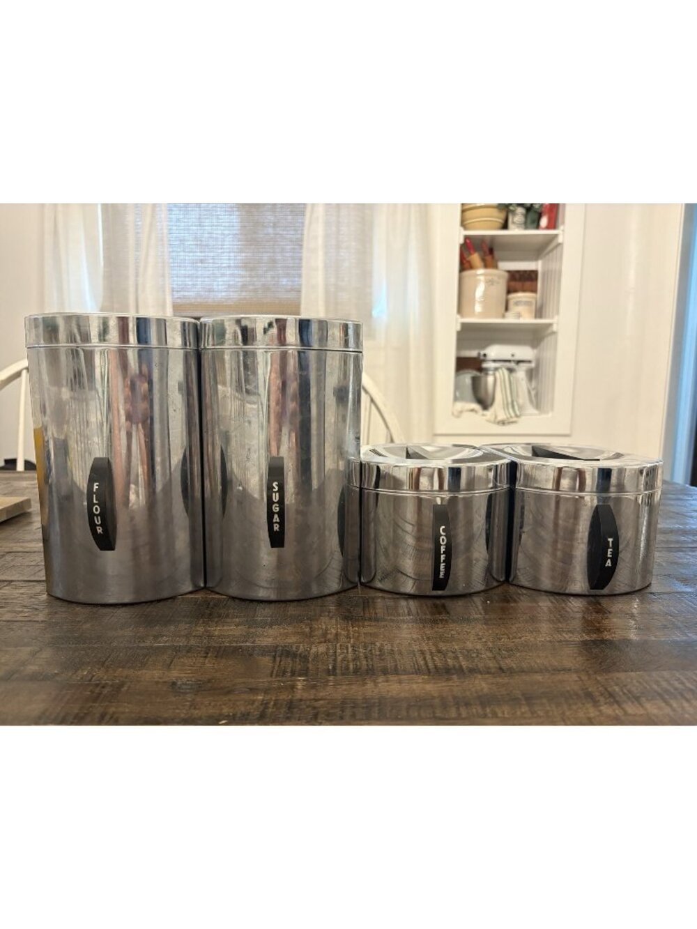 Vintage Kromex Metal Canister 4 Pc Set 1950s Kitchen Mid Century Modern Retro